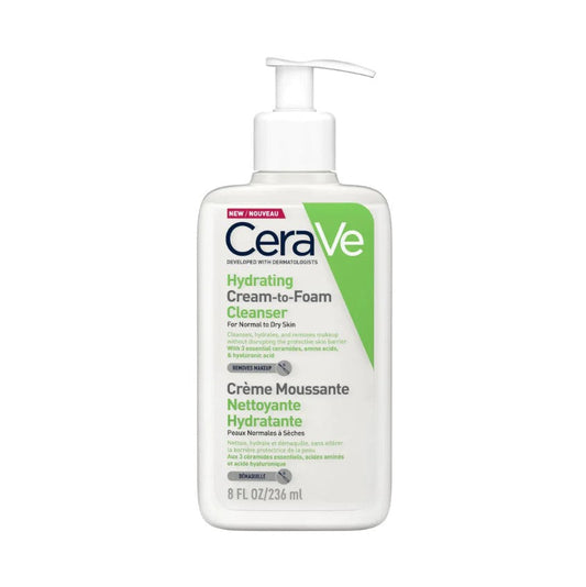CERAVE Hydrating Cream-To-Foam cleanser - Kräm-till-skum rengöring- hudcentralen.se